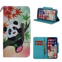 Panda und Baummuster Leder Brieftasche Telefon Case