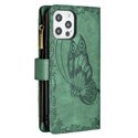 Étui portefeuille en cuir multifonction pour téléphone portable avec fermeture à glissière papillon volant couleur Binfen