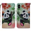 パンダと木パターンレザー財布電話ケース
